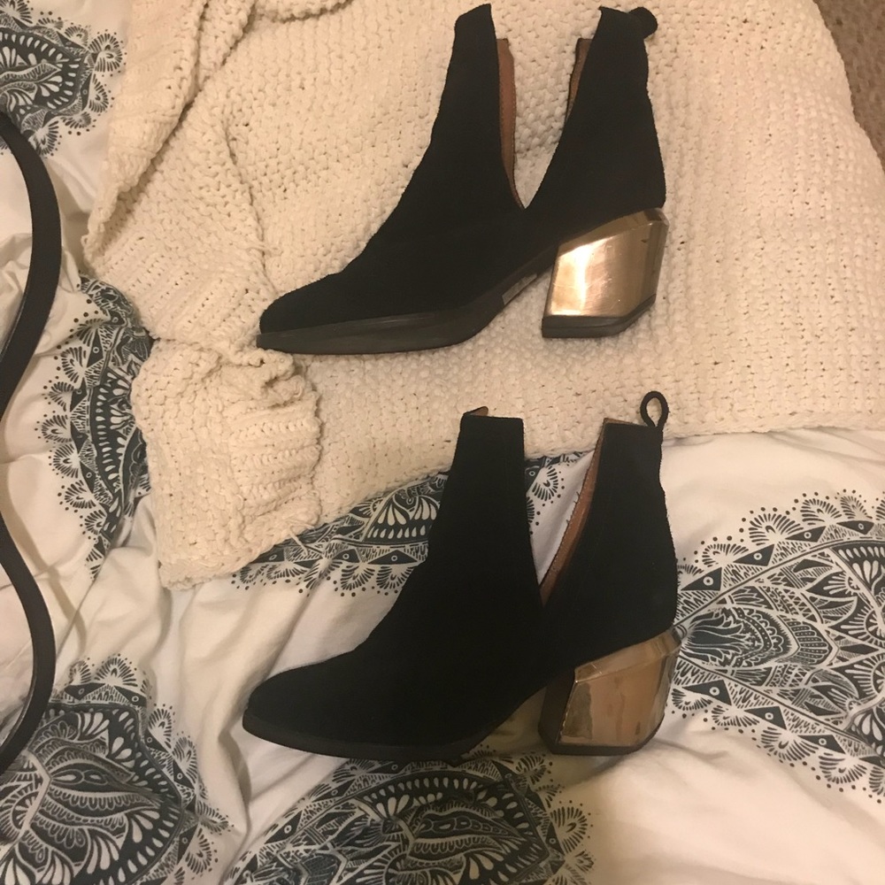 Jeffrey Campbell cut out metallic heel booties